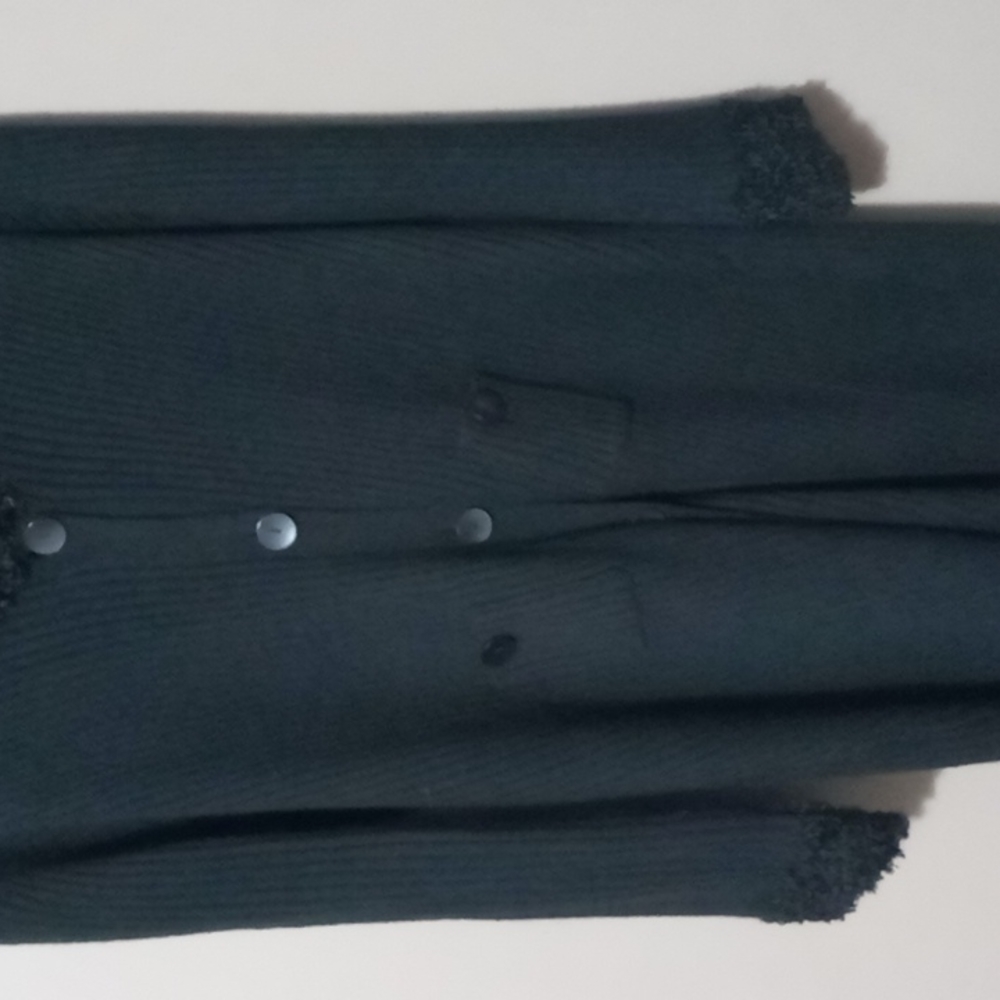 Relativity Long Black Knit Full Button Sweater W … - image 8